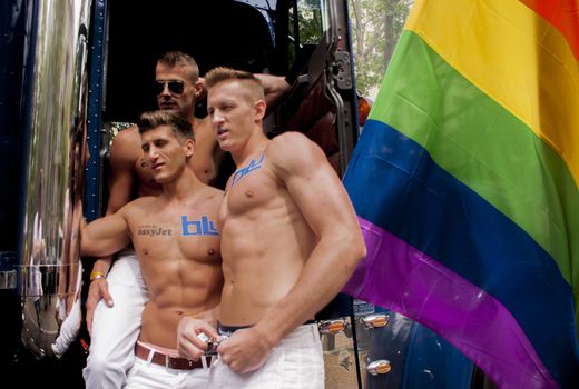 Participants at the gay pride posing for pictures