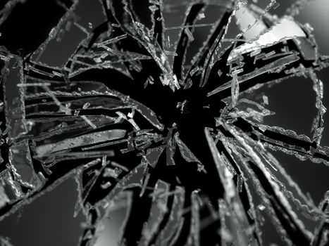 Shattered or demolished glass Pieces isolated