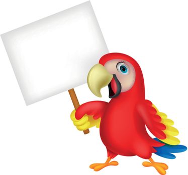 Macaw bird with blank sign