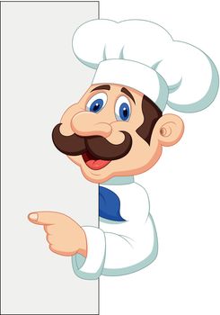 Chef cartoon with blank sign