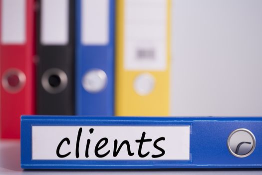 Clients on blue business binder