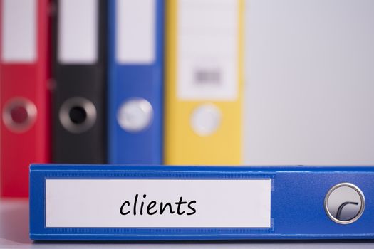 Clients on blue business binder