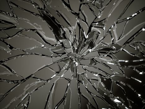 Demolished or shattered glass over black