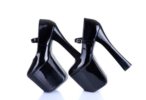 Black fetish high heel shoes 