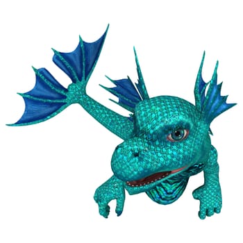 3D digital render of a little green sea dragon isolated on white background