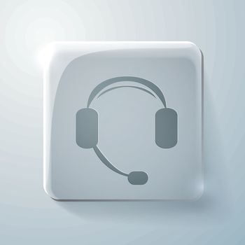 Glass square icon with highlights. customer support avatar