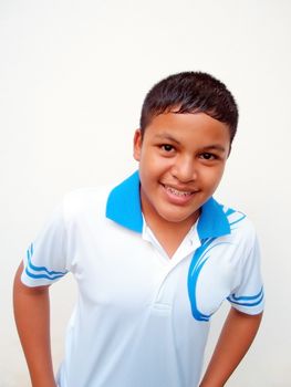 Portrait smiling Asian teenage boy