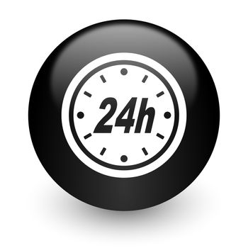 24h black glossy internet icon