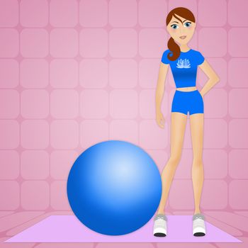 Woman doing fitness with ball