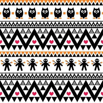 Halloween seamless pattern - tribal, Aztec print style