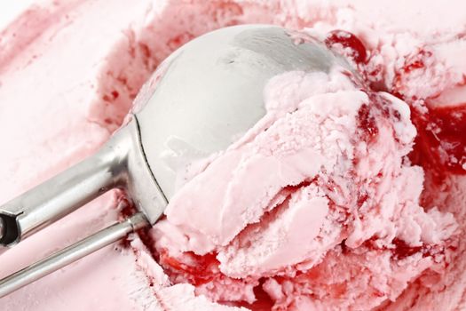 Scoop of strawberry ice cream