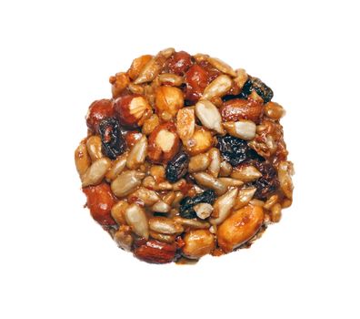 Kozinaki (national Georgian sweetness - nuts in honey) is isolated                               