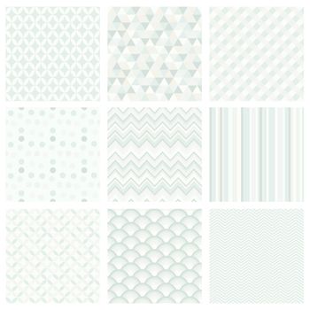 Seamless geometric hipster background set. White Color Palette.