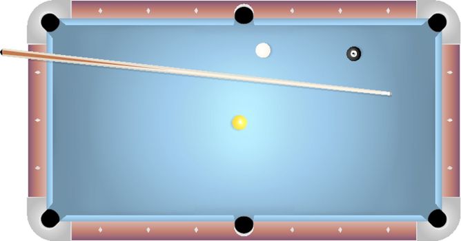 Realistic Billiards Pool Table Blue Felt Illustration