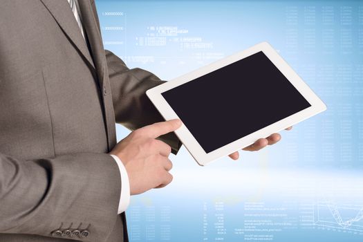 Businessman holding digital tablet, closeup