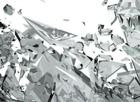 Demolished glass with sharp pieces