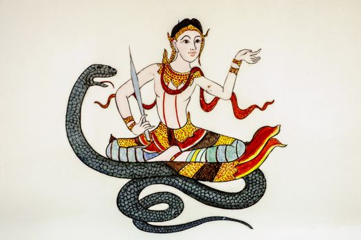 picture of angel and snake in Thai traditional zodiac symbol
