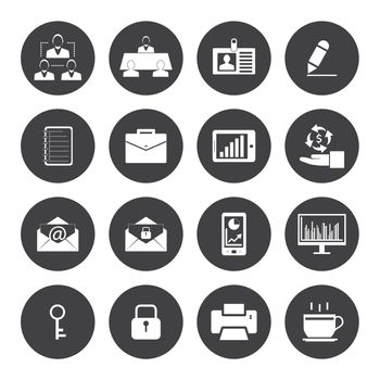 Black and White Business and office icons set.Vector eps 10