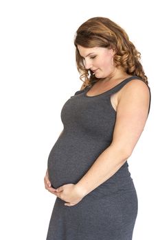 pregnant woman with hands on her belly