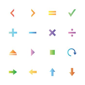 Colorful style calculator and computer icons vector set.