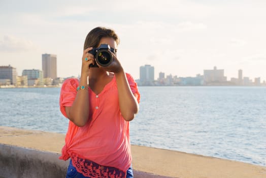 Woman photographer camera tourist picture photo