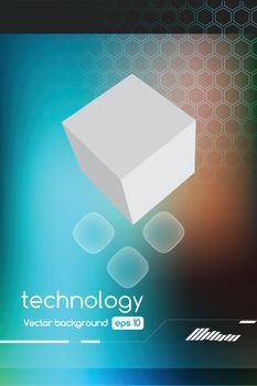 Abstract technology background, with high tech elements, blue colors, and copyspace