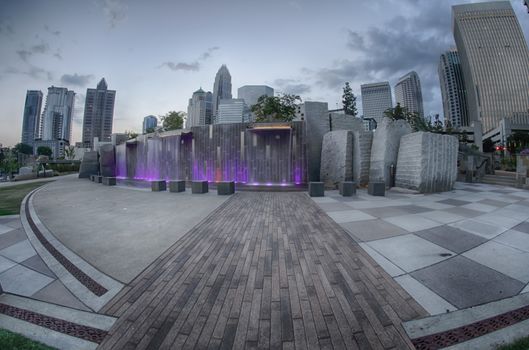 August 29, 2014, Charlotte, NC - view of Charlotte skyline at ni