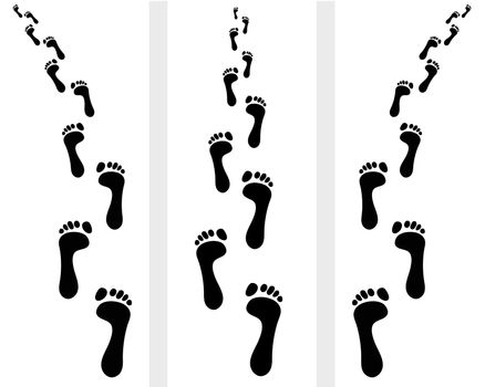 Trail of human bare footsteps, vector illustration