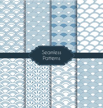 Vector illustration. Set of geometric seamless patterns