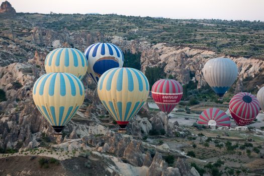 Hot Air Baloons over Cappadocia at sunrise