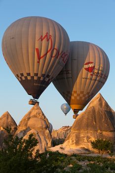 Cappadocia, Turkey.The greatest tourist attraction of Cappadocia , the flight with the balloon at sunrise