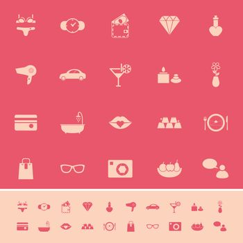 Lady related item color icons on pink background