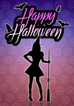 Witch silhouette for Happy Halloween