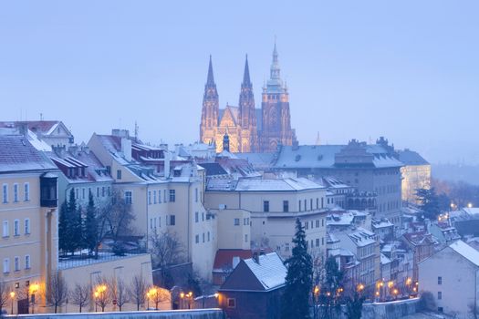 hradcany castle in winter