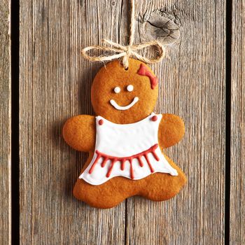 Christmas homemade gingerbread girl cookie