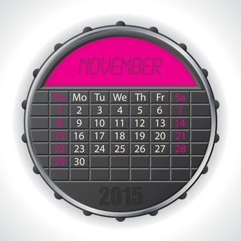 2015 november calendar with lcd display