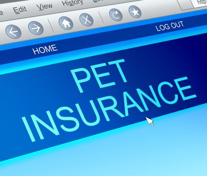 Illustration depicting a computer screen capture with a pet insurance concept.