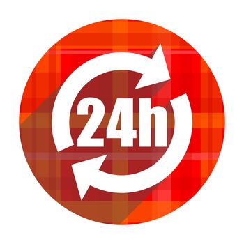 24h red flat icon isolated
