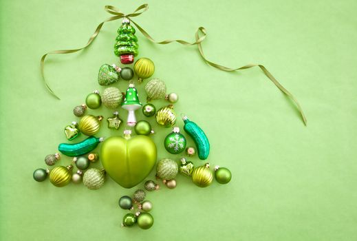 Green christmas baubles