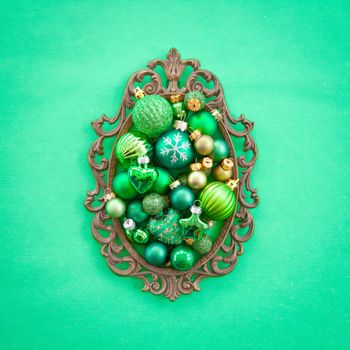 Green christmas baubles
