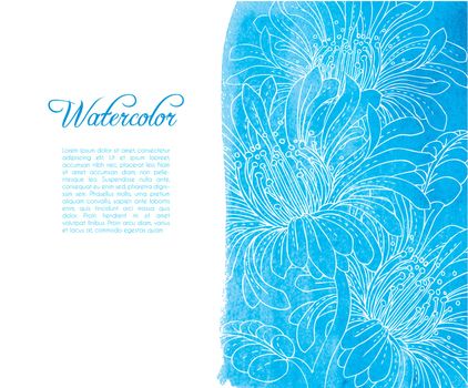 Vector illustration of Template card with watercolor and floral