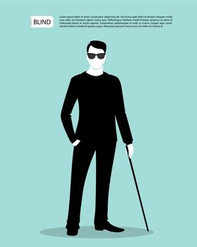 Vector illustration of Blind man silhouette image