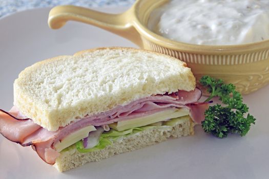 Ham Sandwich With Soup