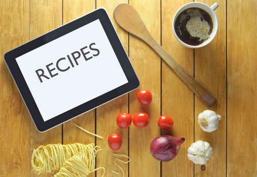 Recipes on a tablet 