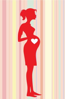 Vector illustration of Silhouette pregnant woman