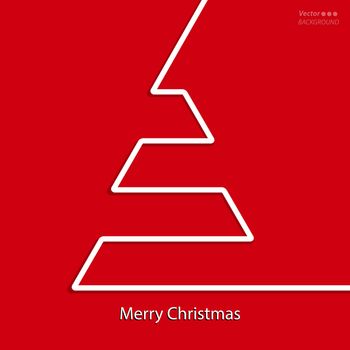 christmas greeting card design with white line tree