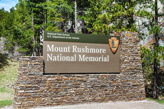 Mount Rushmore monument sign in South Dakota