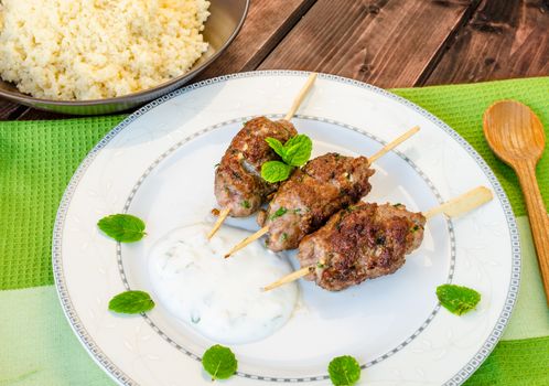 Beef kebab with with couscous