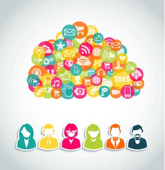 Social media cloud computing concept