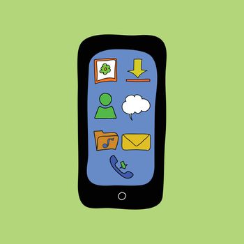 Doodle style phone with apps icons
